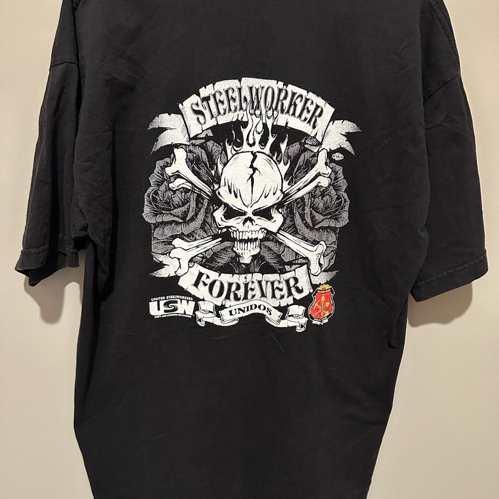 Vintage Skulls Steel Worker Forever Graphic Tee XL - United Steelworkers